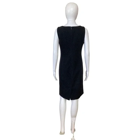 EILEEN FISHER Charcoal Stretch Color Block Boat Neck Sleeveless Dress Size 6 - Picture 4 of 8